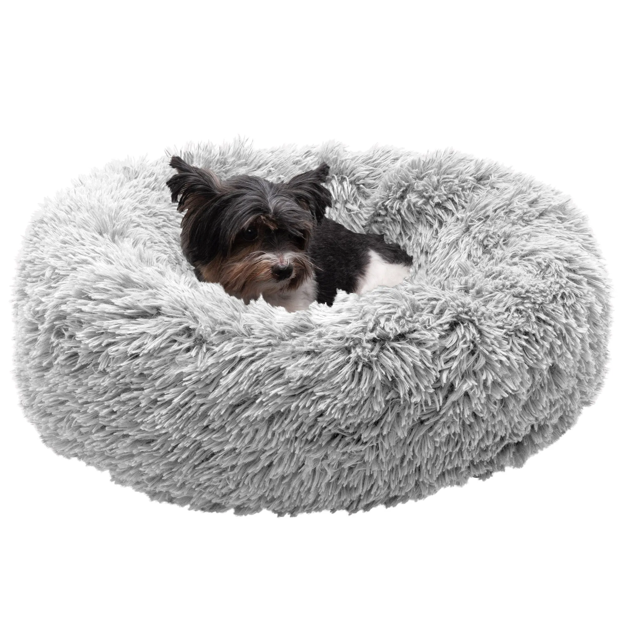 Calming Cuddler Long Fur Donut Dog Bed