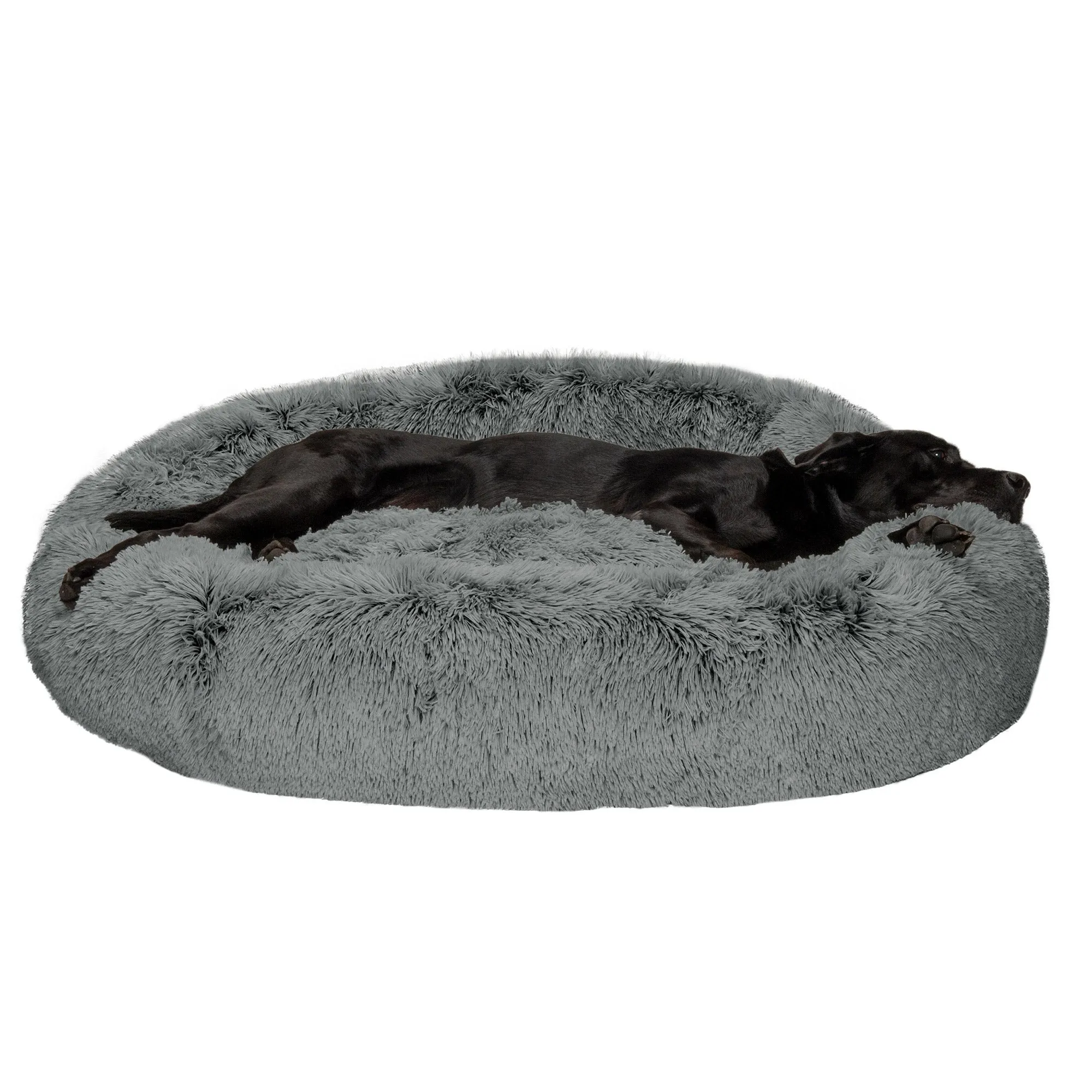 Calming Cuddler Long Fur Donut Dog Bed