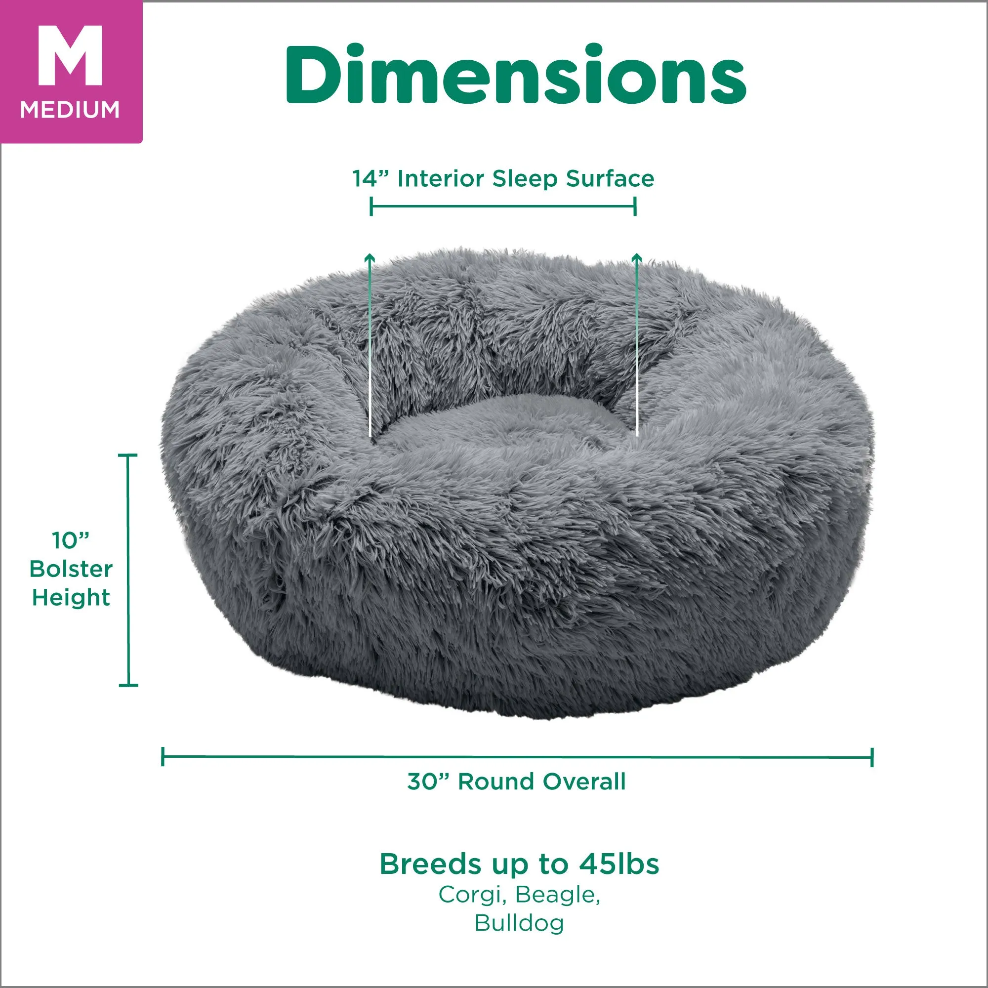 Calming Cuddler Long Fur Donut Dog Bed