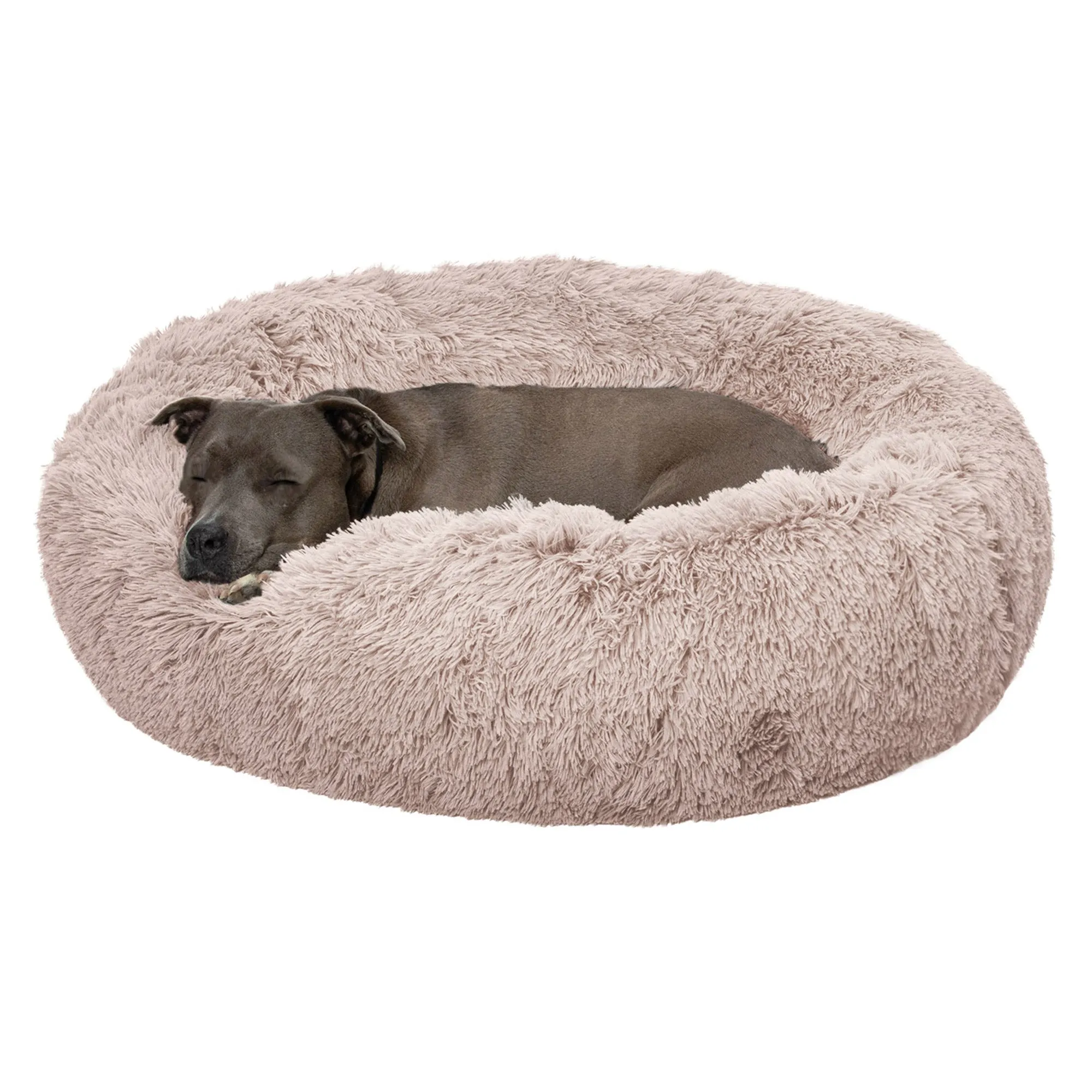 Calming Cuddler Long Fur Donut Dog Bed
