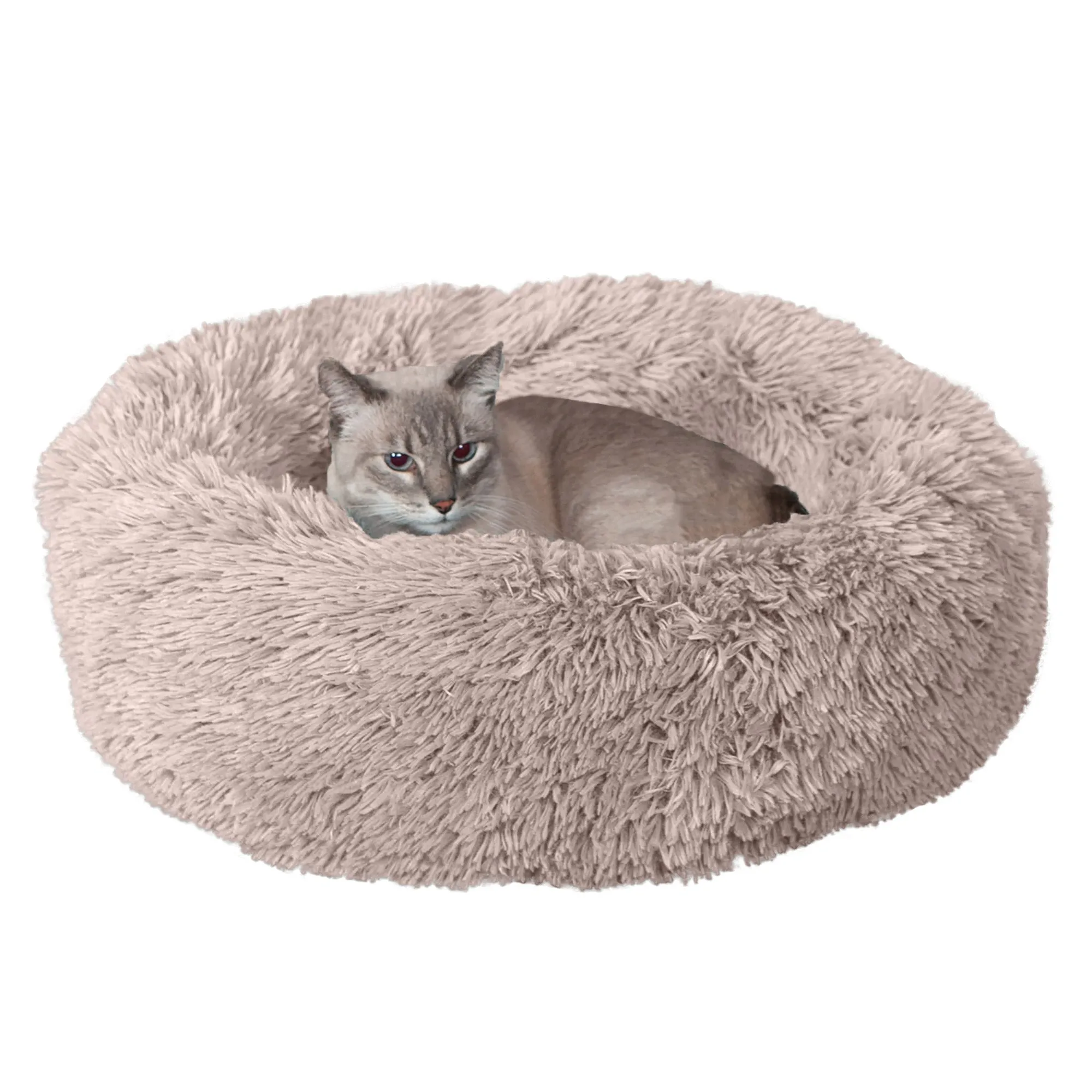 Calming Cuddler Long Fur Donut Dog Bed