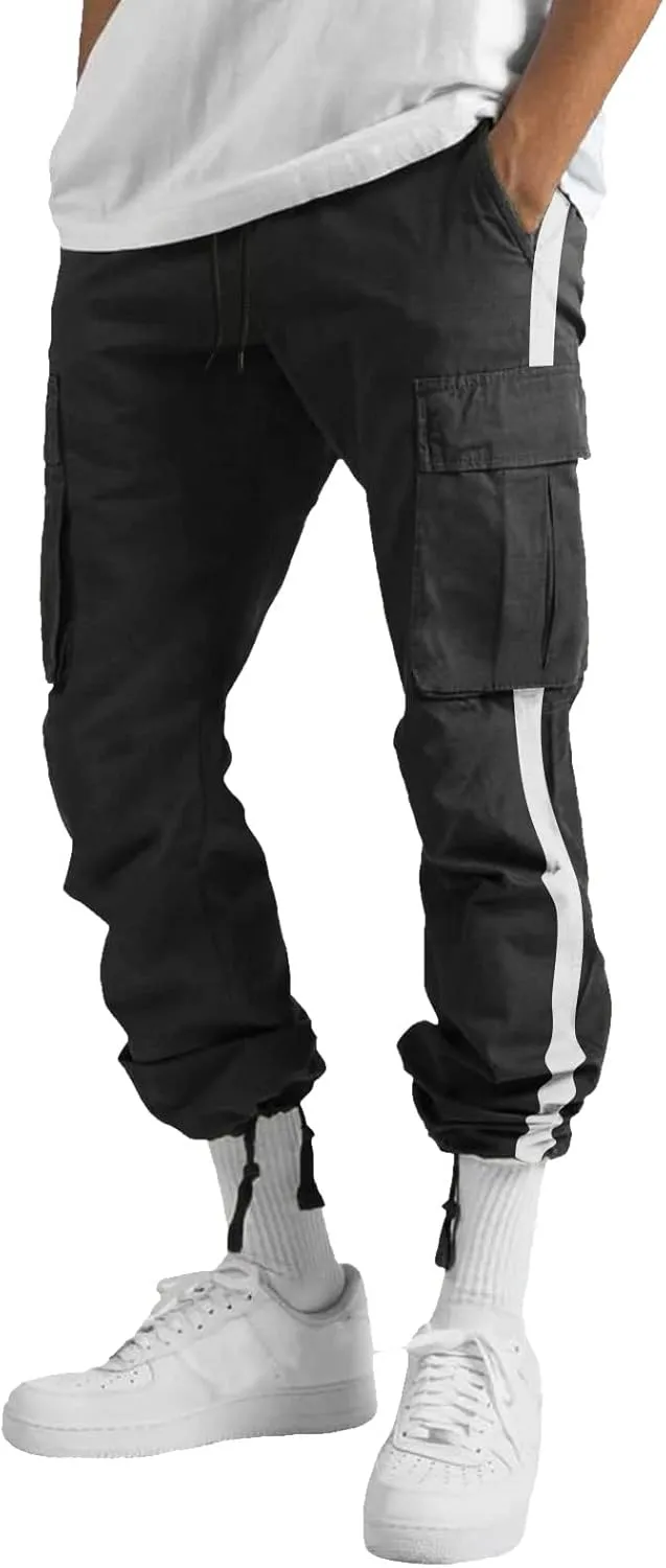 Cargo Sweatpants for Men Big and Tall Pants for Men Work Pants Men's Heavyweight Fleece Cargo Sweatpants Open Bottom