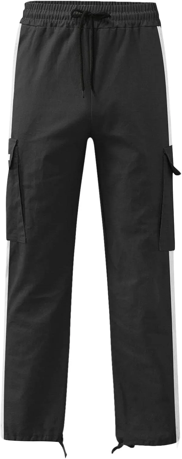 Cargo Sweatpants for Men Big and Tall Pants for Men Work Pants Men's Heavyweight Fleece Cargo Sweatpants Open Bottom