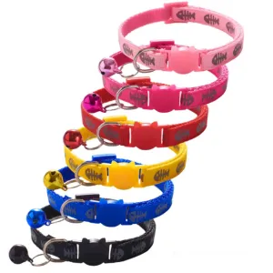 Cat Collar Reflective Fish Bone Fuchsia 1cm x 19-32cm