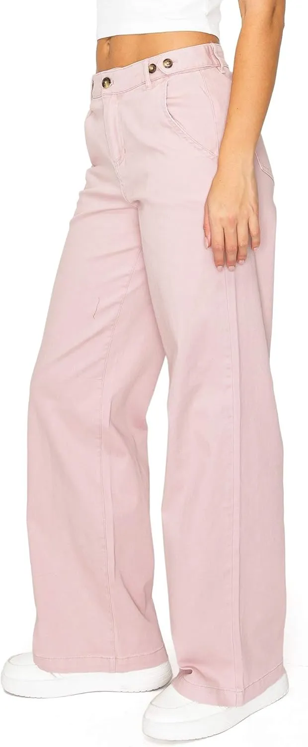 Celebrity Pink Women's Juniors High Rise Slouchy Wide Leg Trousers