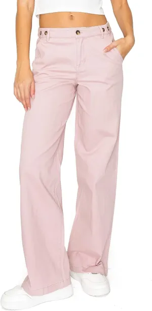 Celebrity Pink Women's Juniors High Rise Slouchy Wide Leg Trousers