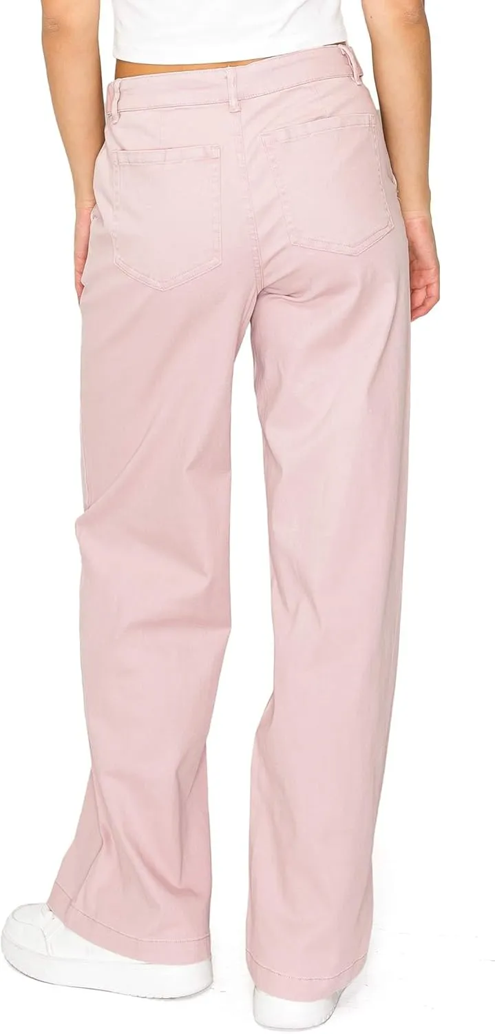 Celebrity Pink Women's Juniors High Rise Slouchy Wide Leg Trousers