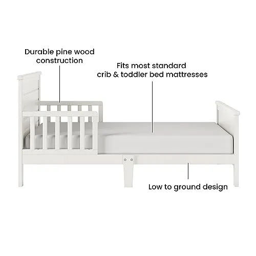 Child Craft Woodland Flat Top Toddler Bed for Kids with Guard Rails, Low to Ground Design, Made of Pinewood, Featuring Clean Lines to Match Any Décor (Brushed Cotton)