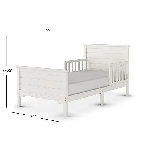Child Craft Woodland Flat Top Toddler Bed for Kids with Guard Rails, Low to Ground Design, Made of Pinewood, Featuring Clean Lines to Match Any Décor (Brushed Cotton)