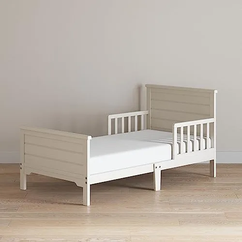 Child Craft Woodland Flat Top Toddler Bed for Kids with Guard Rails, Low to Ground Design, Made of Pinewood, Featuring Clean Lines to Match Any Décor (Brushed Cotton)