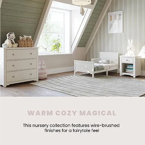 Child Craft Woodland Flat Top Toddler Bed for Kids with Guard Rails, Low to Ground Design, Made of Pinewood, Featuring Clean Lines to Match Any Décor (Brushed Cotton)