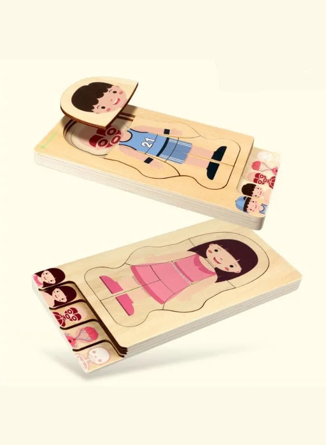 Children Educational Wooden Human Body Structure Wooden Puzzles for Kids (Girl)