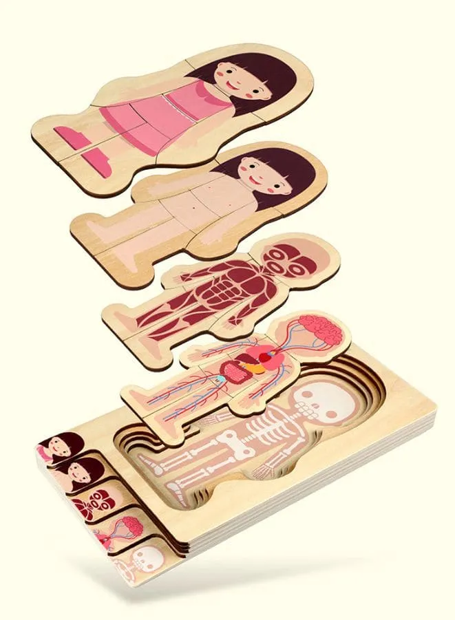 Children Educational Wooden Human Body Structure Wooden Puzzles for Kids (Girl)