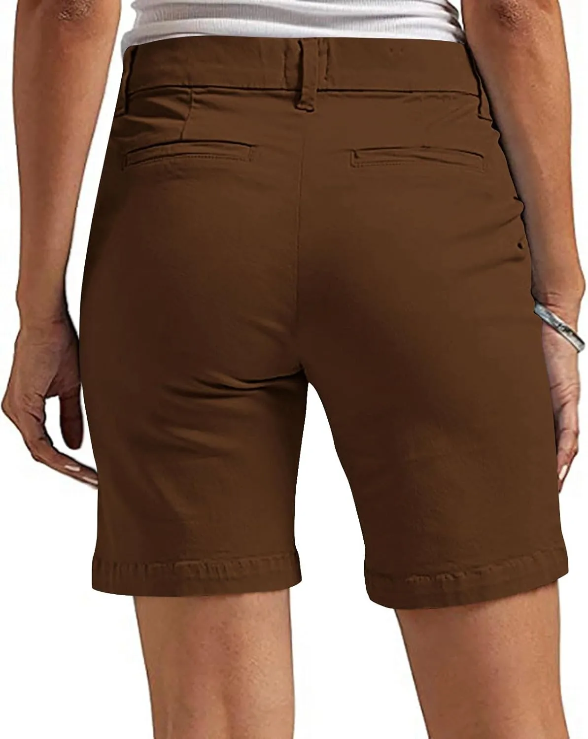 Chino Cargo Shorts Women Casual Slim Fit High Waist Summer Knee Length Bermuda SweatShorts for Hiking,Beach,Outdoors