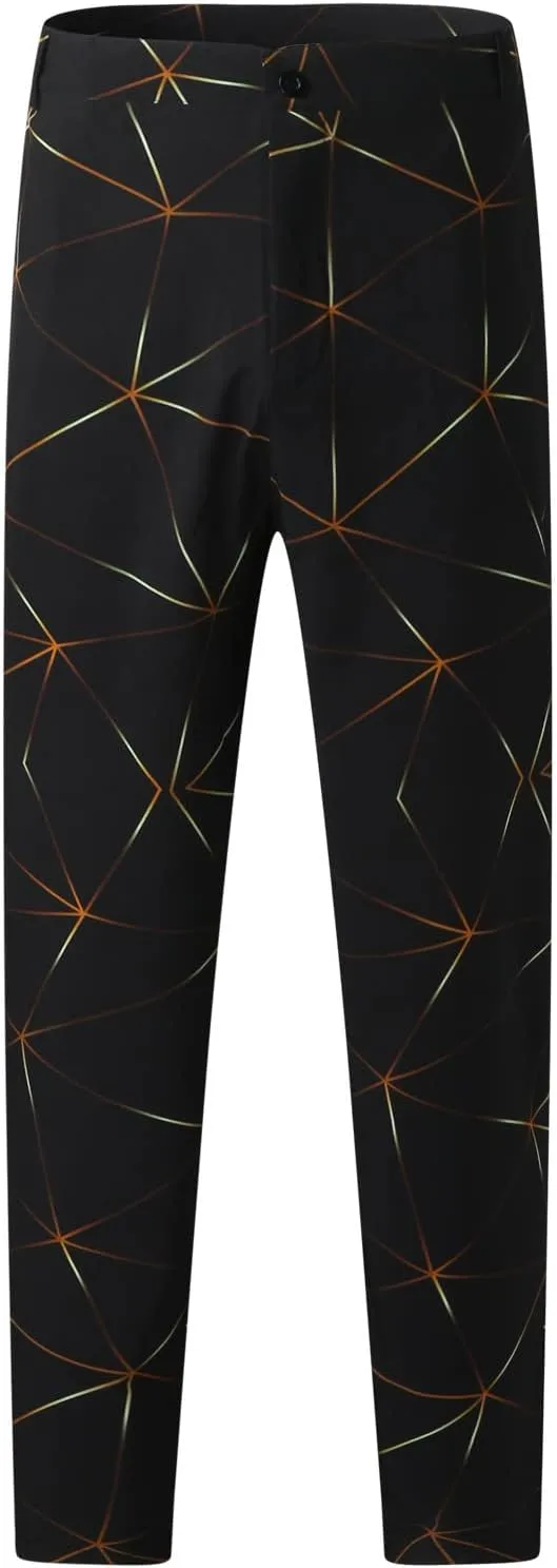 Chinos Pants for Men's,Fashion Print Zipper Button Slim Fit Formal Dress Pants Work Skinny Dress Trousers