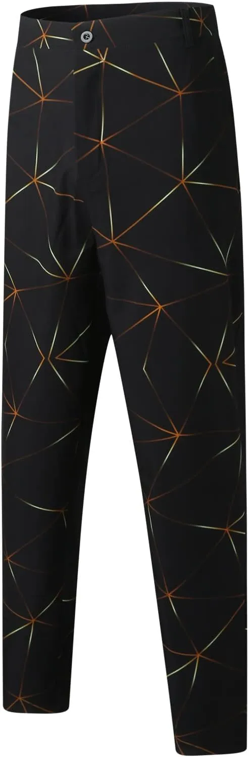 Chinos Pants for Men's,Fashion Print Zipper Button Slim Fit Formal Dress Pants Work Skinny Dress Trousers