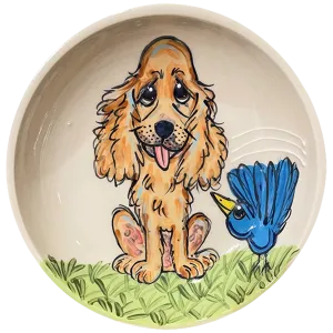 Cocker Spaniel Fluff Ceramic Saucer Bowl