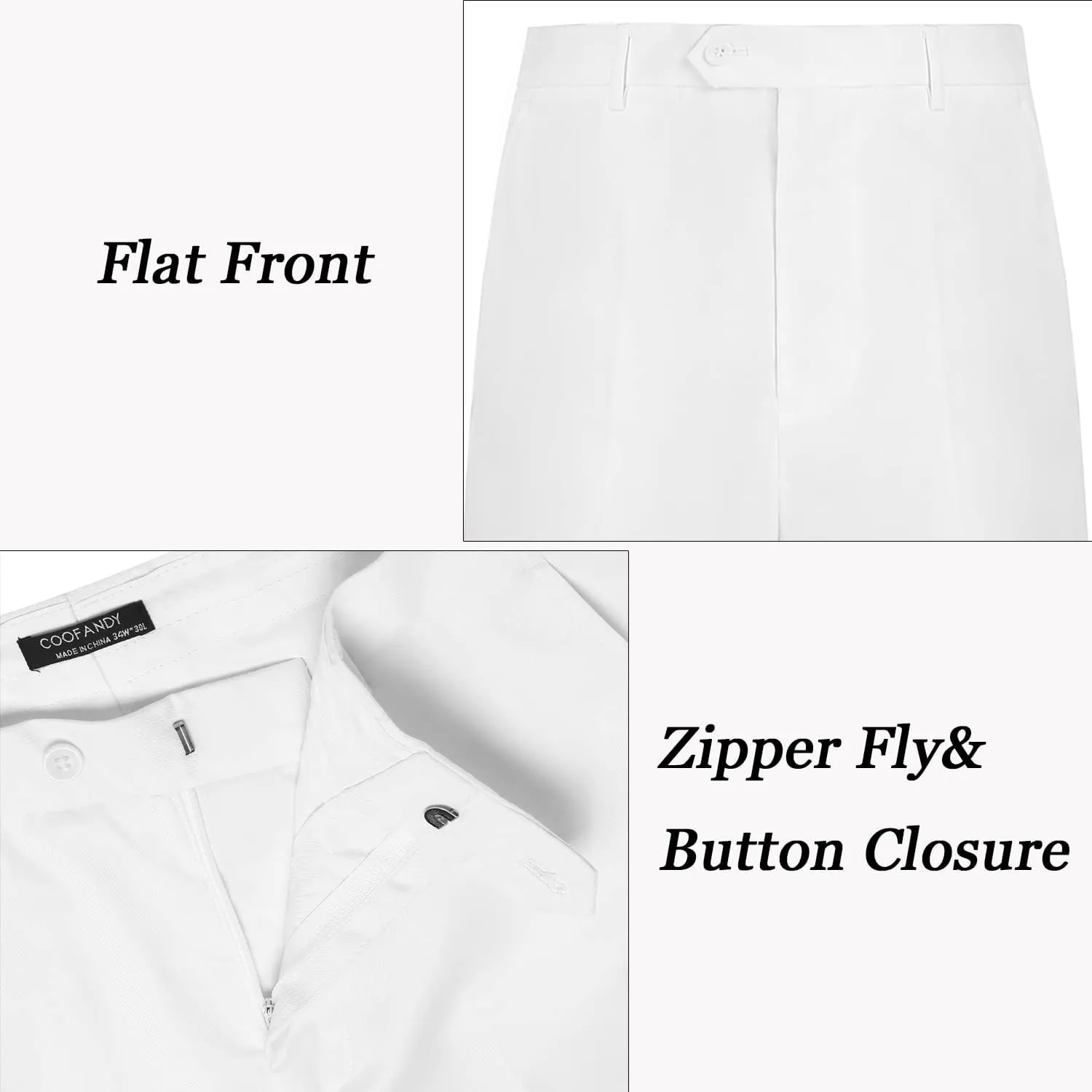 COOFANDY Men's Classic Fit Flat Front Dress Pants No Iron Premium Casual Pants Expandable Waist Suit Pants