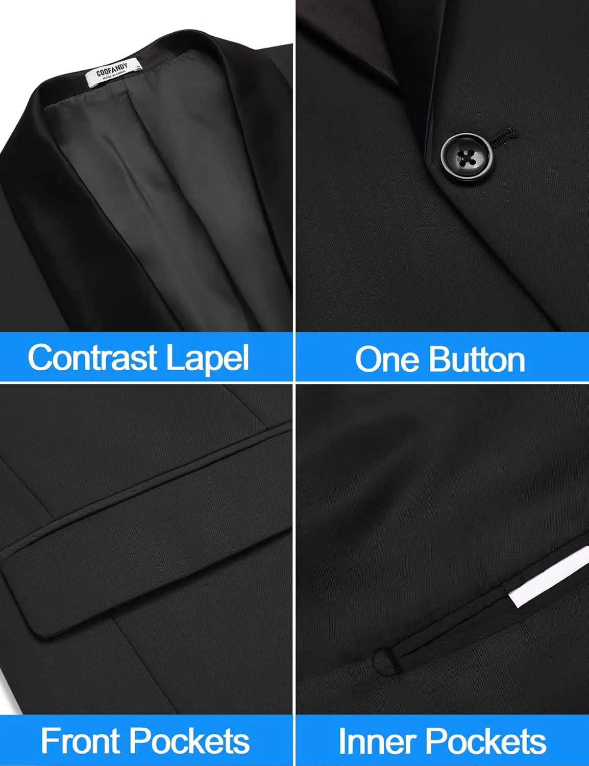COOFANDY Mens Tuxedo Jacket Wedding Suit Jacket Slim Fit Blazer Jacket for Dinner, Prom, Party