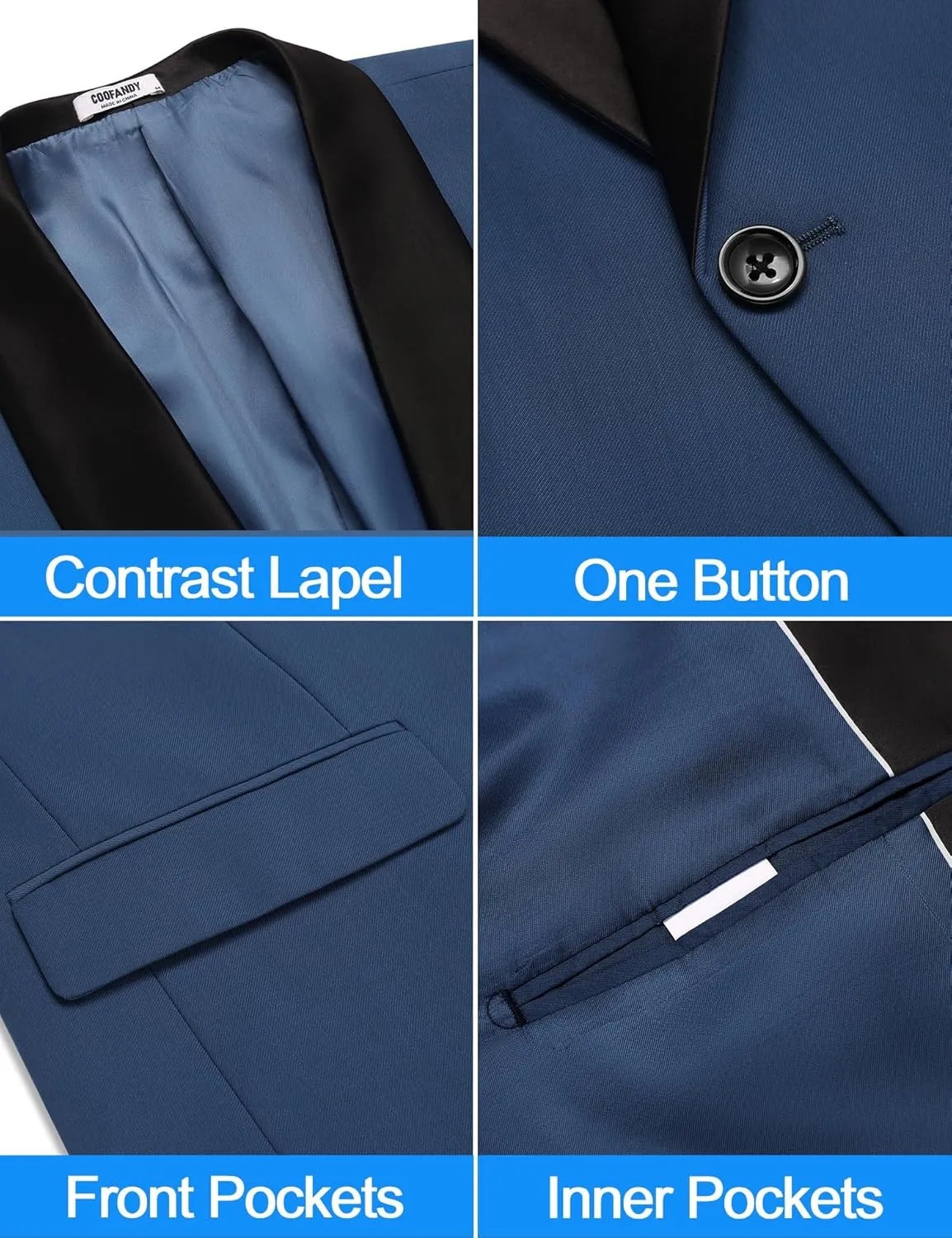 COOFANDY Mens Tuxedo Jacket Wedding Suit Jacket Slim Fit Blazer Jacket for Dinner, Prom, Party
