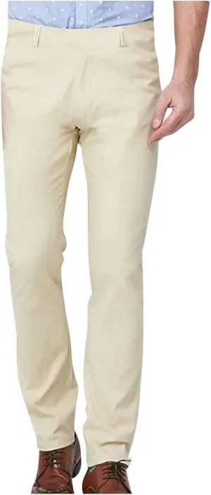 Cotton Men's Straight Leg Dress Pants Slim Fit High Waist Classic Business Formal Office Work Trousers Pockets Daily