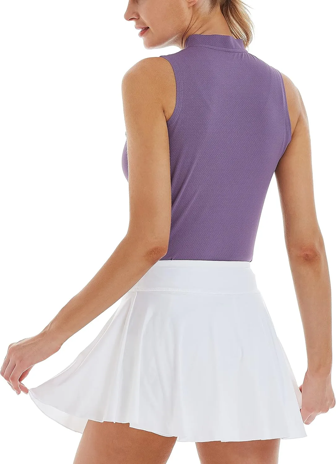 CQC Women's Golf Tennis Sleeveless Polo Shirts Quick Dry Athletic Tank Tops UPF 50 