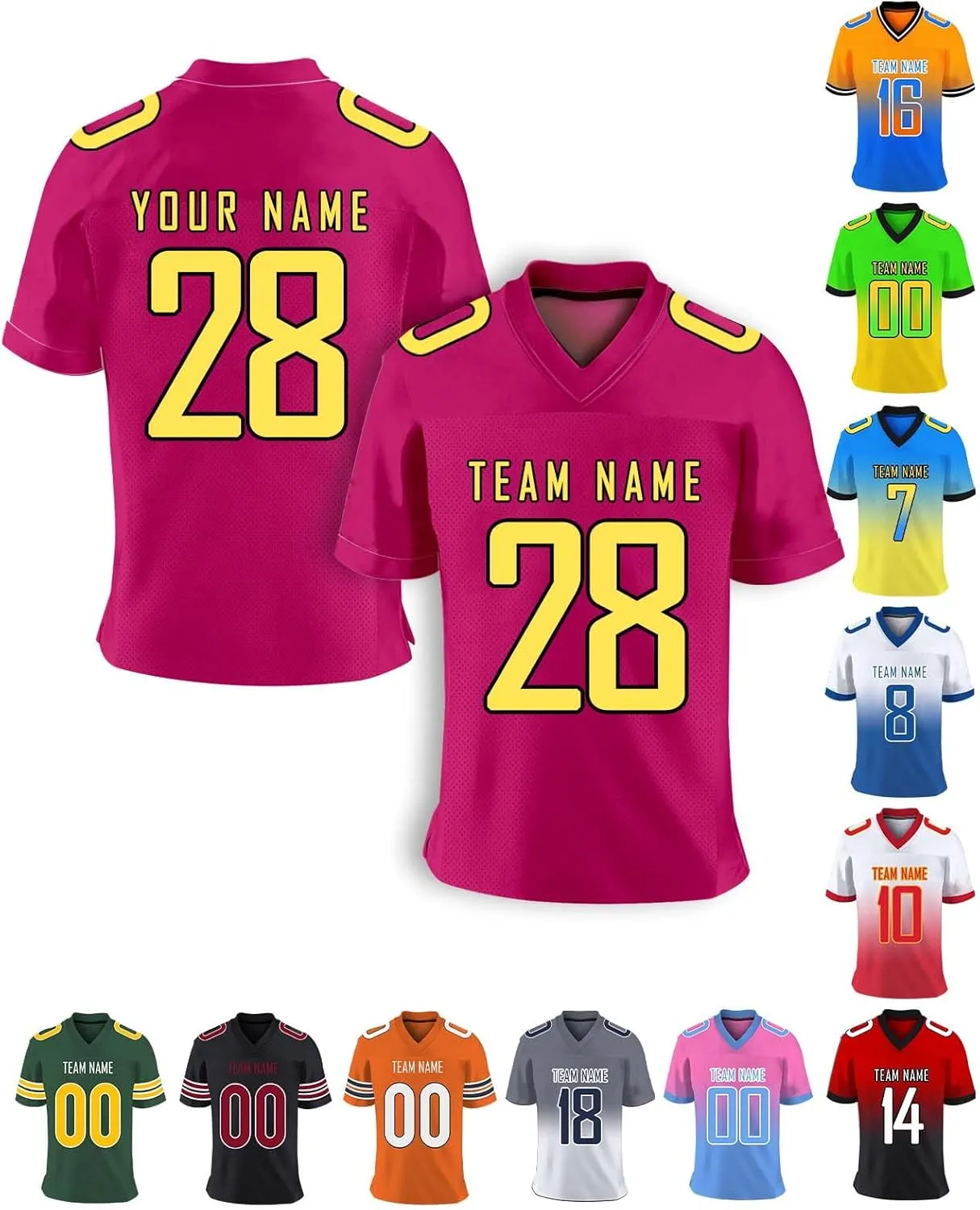 Custom Football Jersey Personalized Team Name Number Practice Jerseys Customized Football Shirt for Men Youth Women Kids