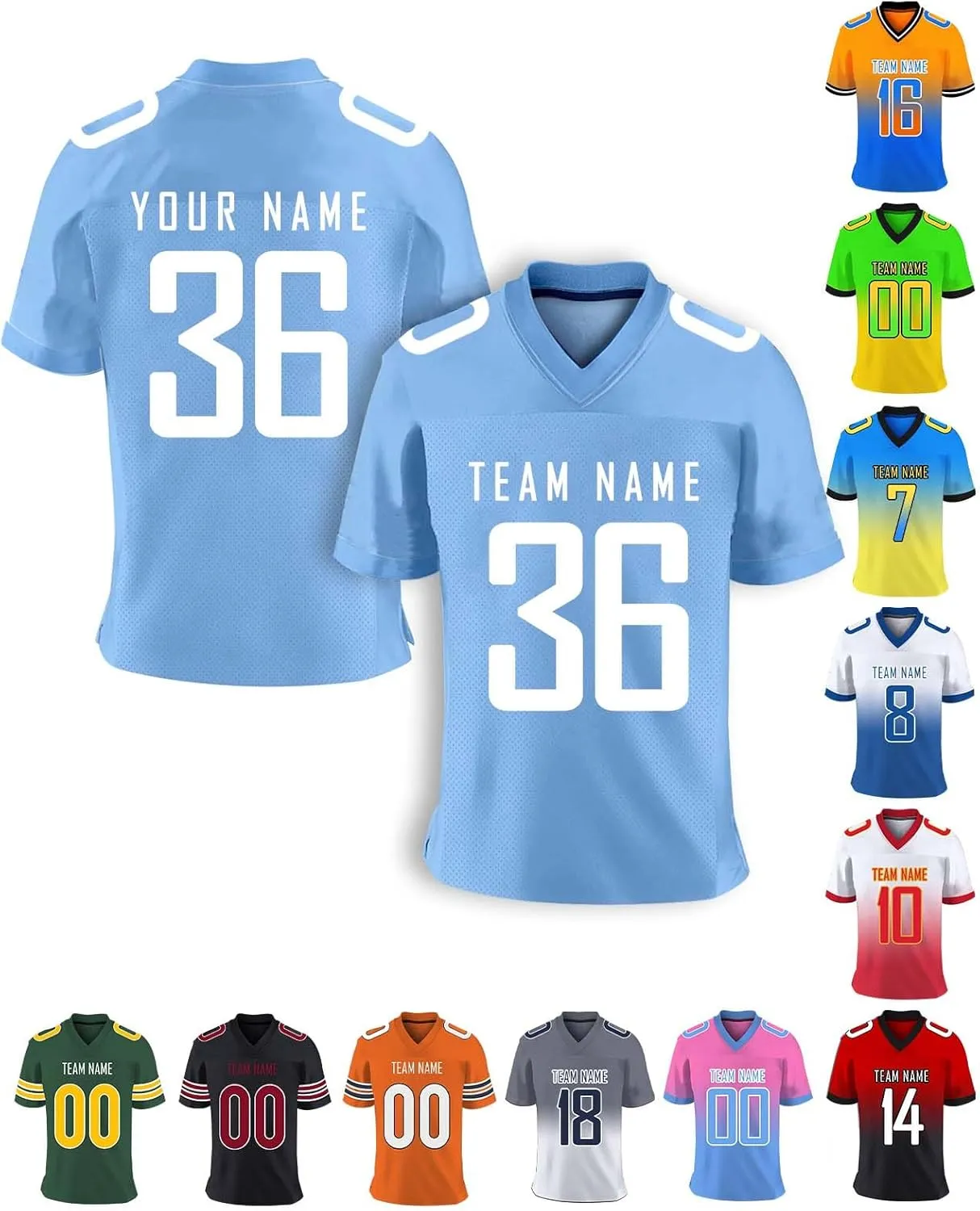 Custom Football Jersey Personalized Team Name Number Practice Jerseys Customized Football Shirt for Men Youth Women Kids
