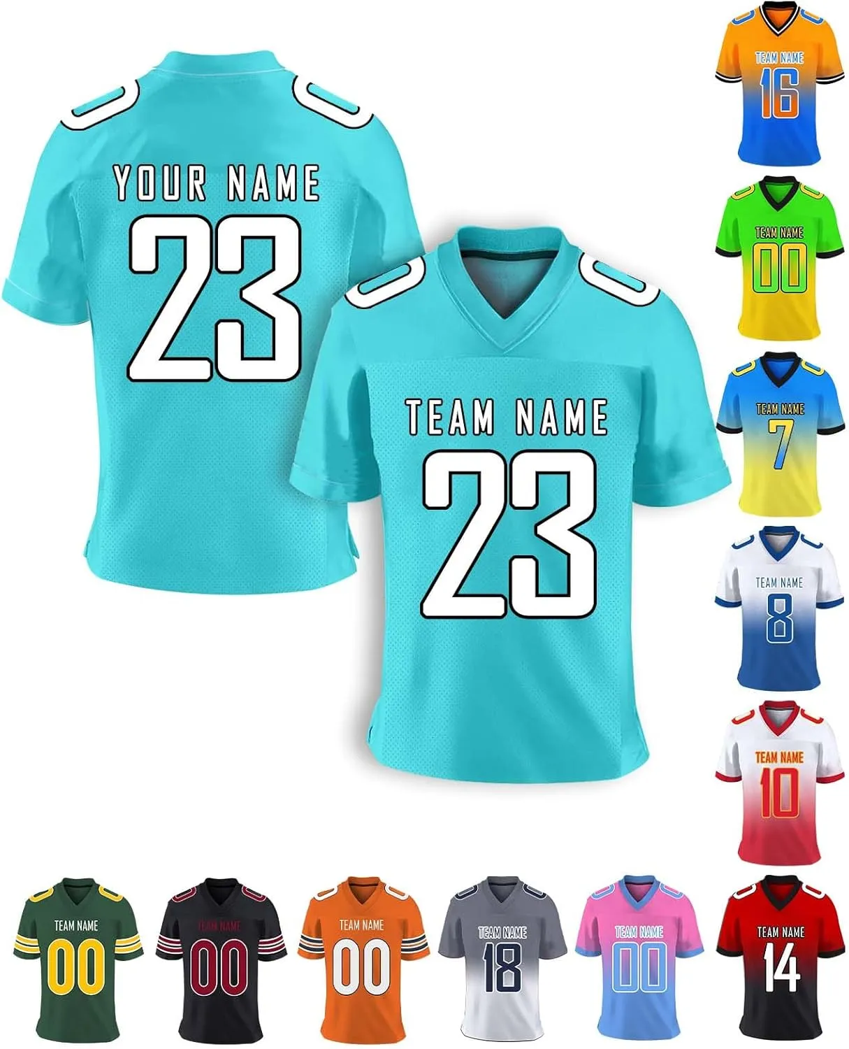 Custom Football Jersey Personalized Team Name Number Practice Jerseys Customized Football Shirt for Men Youth Women Kids