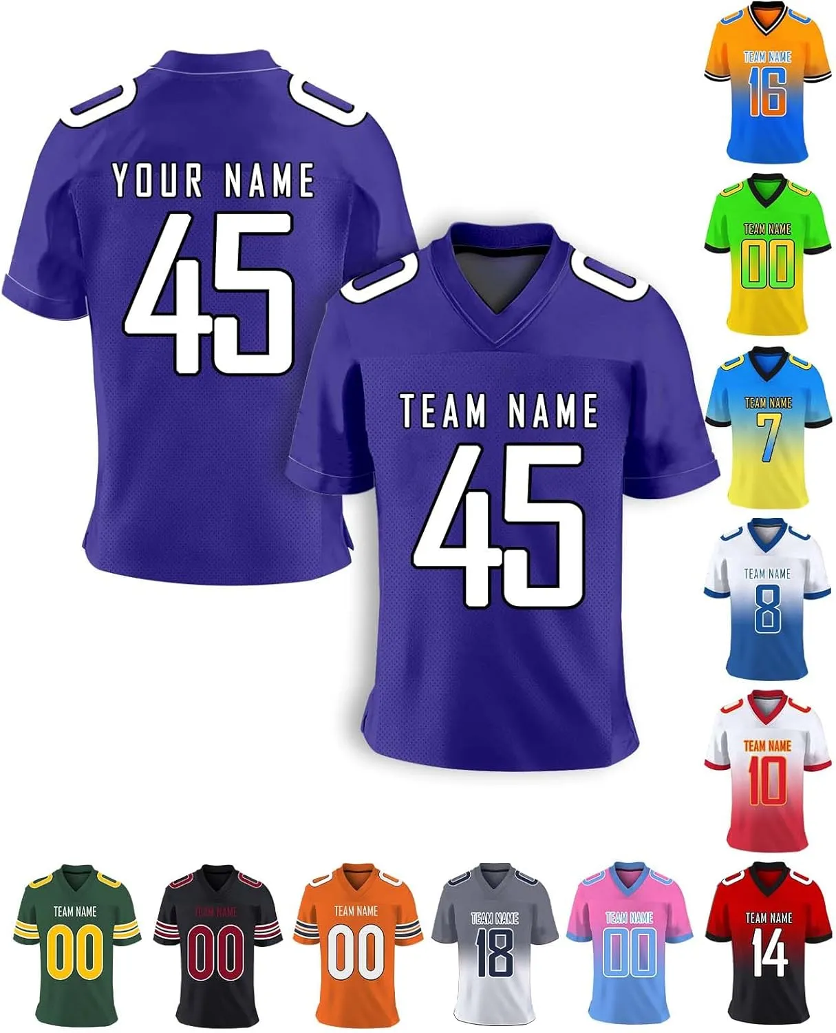 Custom Football Jersey Personalized Team Name Number Practice Jerseys Customized Football Shirt for Men Youth Women Kids