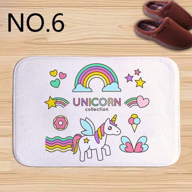 Cute unicorn Rainbow Horse Print bath mat practical anti-slip rectangular flannel Welcome door Mat