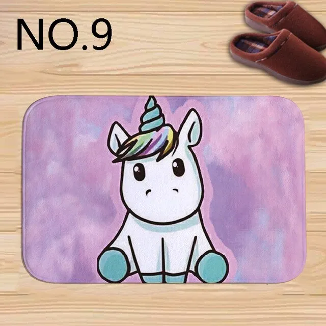 Cute unicorn Rainbow Horse Print bath mat practical anti-slip rectangular flannel Welcome door Mat