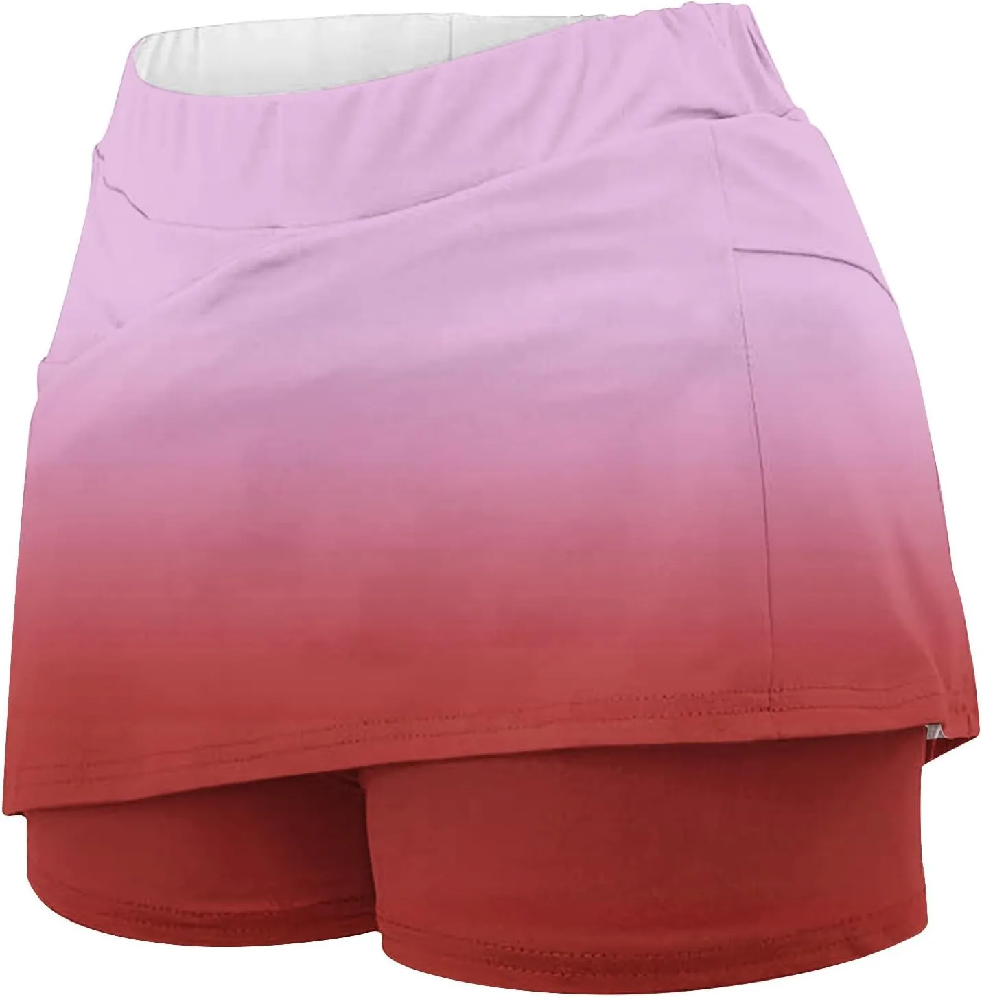 DDAPJ pyju Skorts for Women Dressy Casual Gradient Color High Waisted Tennis Skirt with Shorts Underneath Summer Clothes