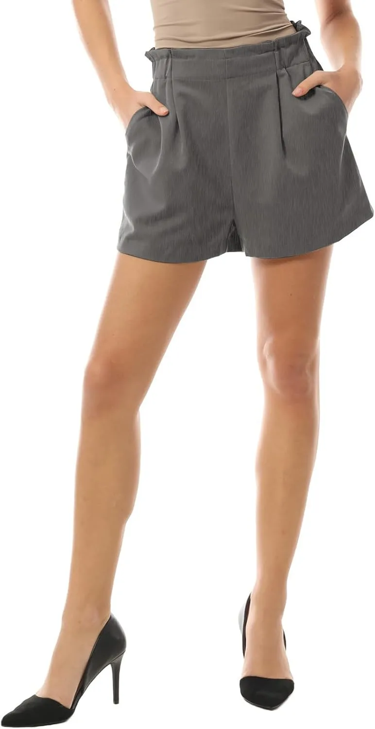 Design by Olivia Women's Dressy Casual Elastic High Waist Trouser Shorts with Pockets