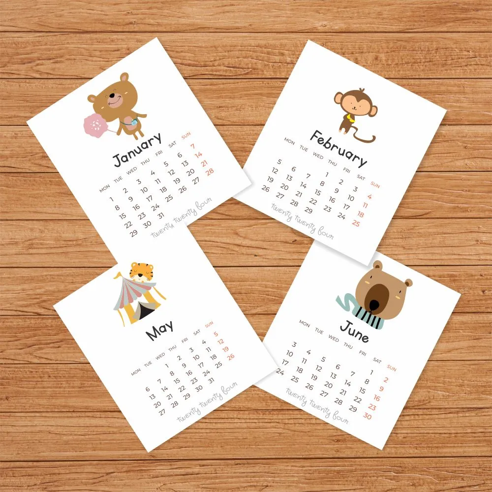 Desk Calender - Cute Animals