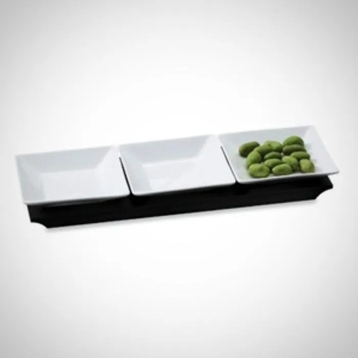 Dipping Bowl Set with Wooden Base | Set of Three Bowls