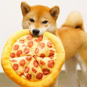 Durable Squeaky Plush Toy Interactive 1pc Pizza Design for Dogs