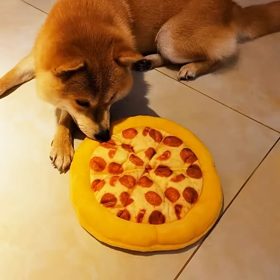 Durable Squeaky Plush Toy Interactive 1pc Pizza Design for Dogs