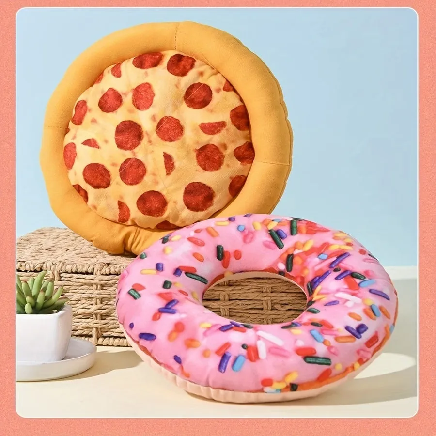 Durable Squeaky Plush Toy Interactive 1pc Pizza Design for Dogs