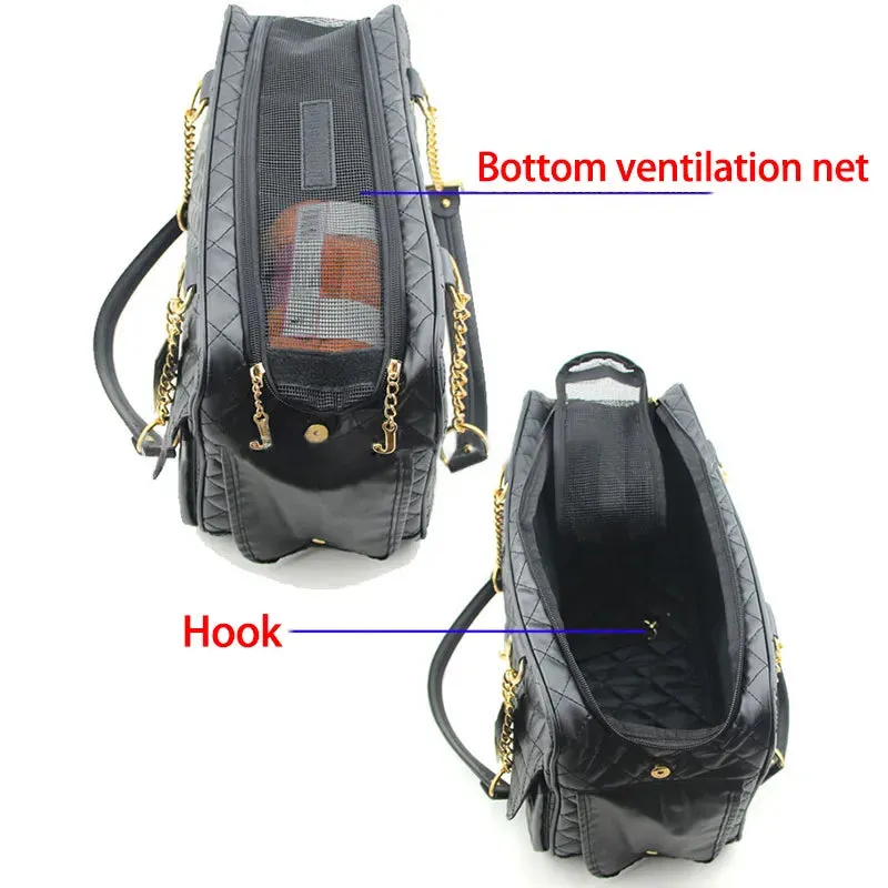Faux Leather Pet Travel Carry Bag