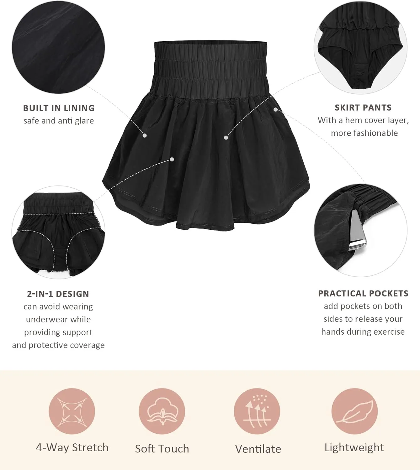 FeelinGirl Womens High Waisted Athletic Skorts Quick Dry Gym Workout Skirt Tennis Golf Skirts for Girl with Pocket