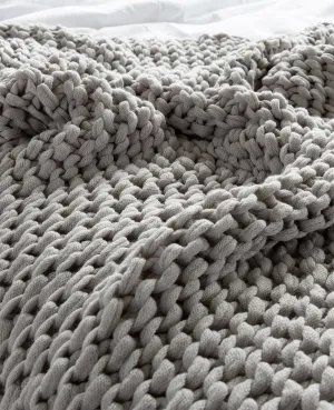 Finn Chunky Knit Throw Silver
