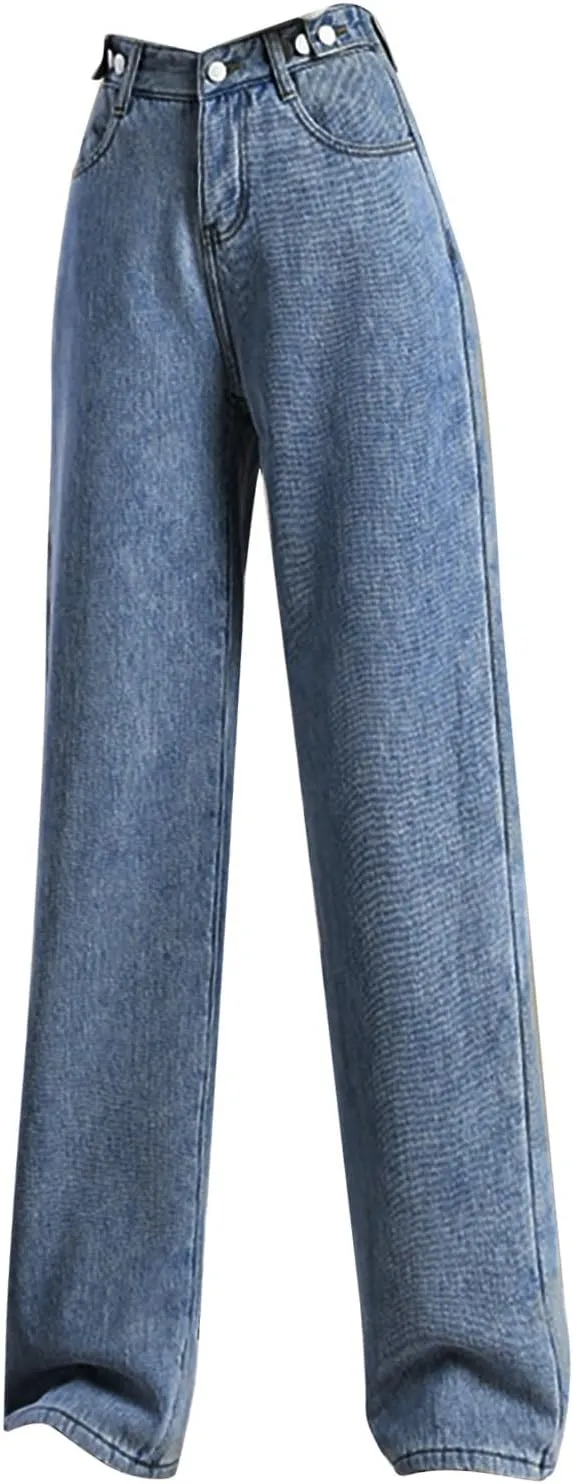 Fleece Lined Jeans Women High Waisted Straight Wide Leg Bootcut Denim Pants Fall Trendy Dressy Casual Plus Size Jean