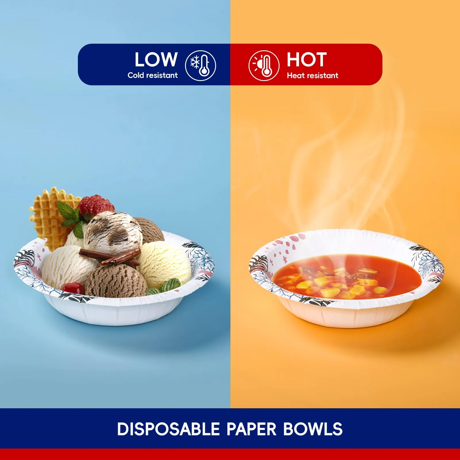 Flower Pattern Paper Bowls