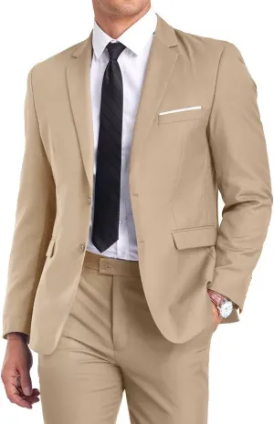 Fxzpiodi Mens Suit Slim Fit 2 Piece Suits,Two Button Solid Business Wedding Tuxedo Suit for Prom Suit Jacket and Pants