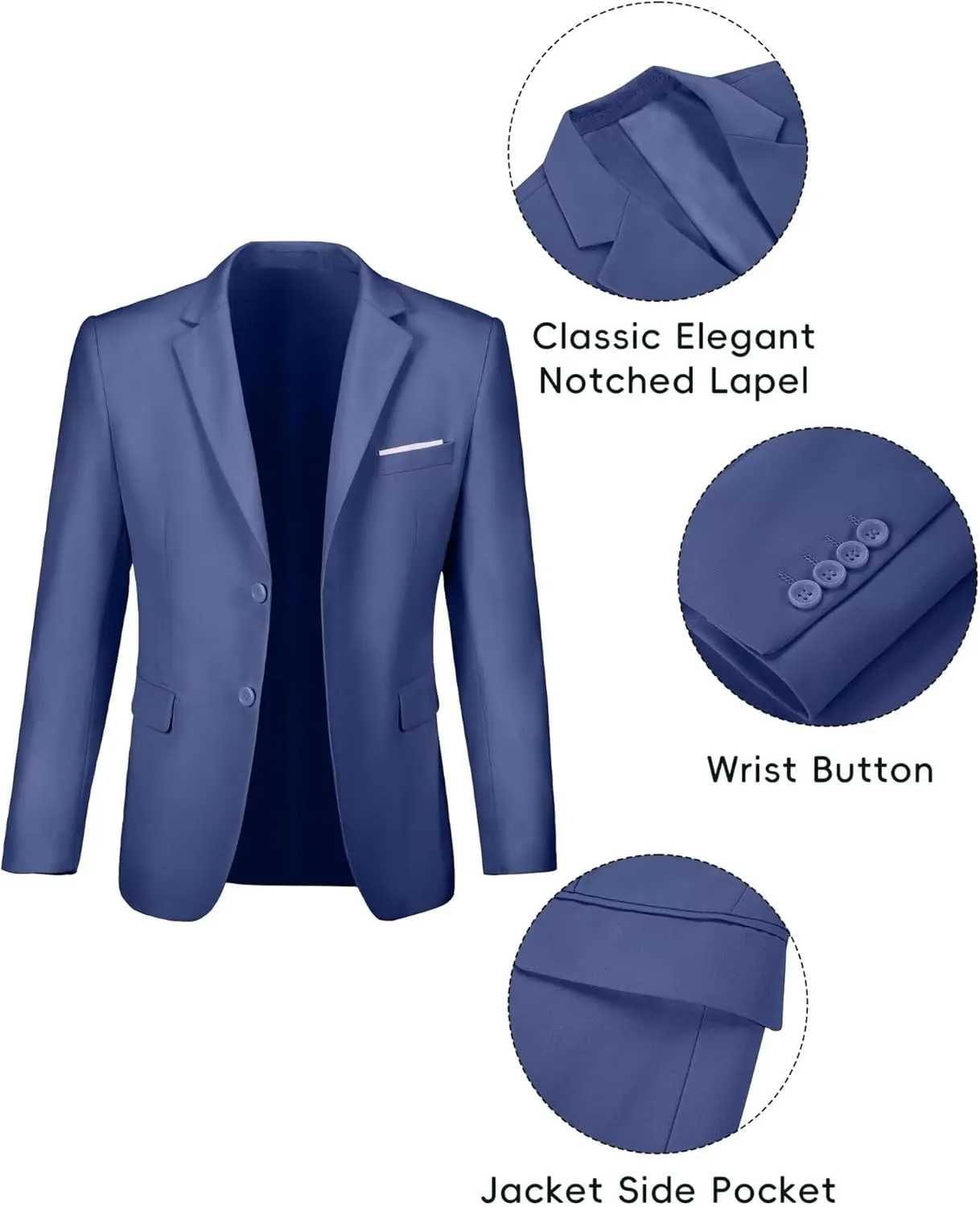Fxzpiodi Mens Suit Slim Fit 2 Piece Suits,Two Button Solid Business Wedding Tuxedo Suit for Prom Suit Jacket and Pants
