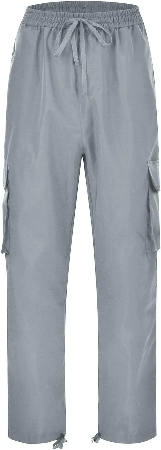 FZVYD 2023 Men Cargo Pants Drawstring Casual Elastic Drawstring Cargo Pants Lightweight Relaxed Fit Cotton Workout Sweatpants
