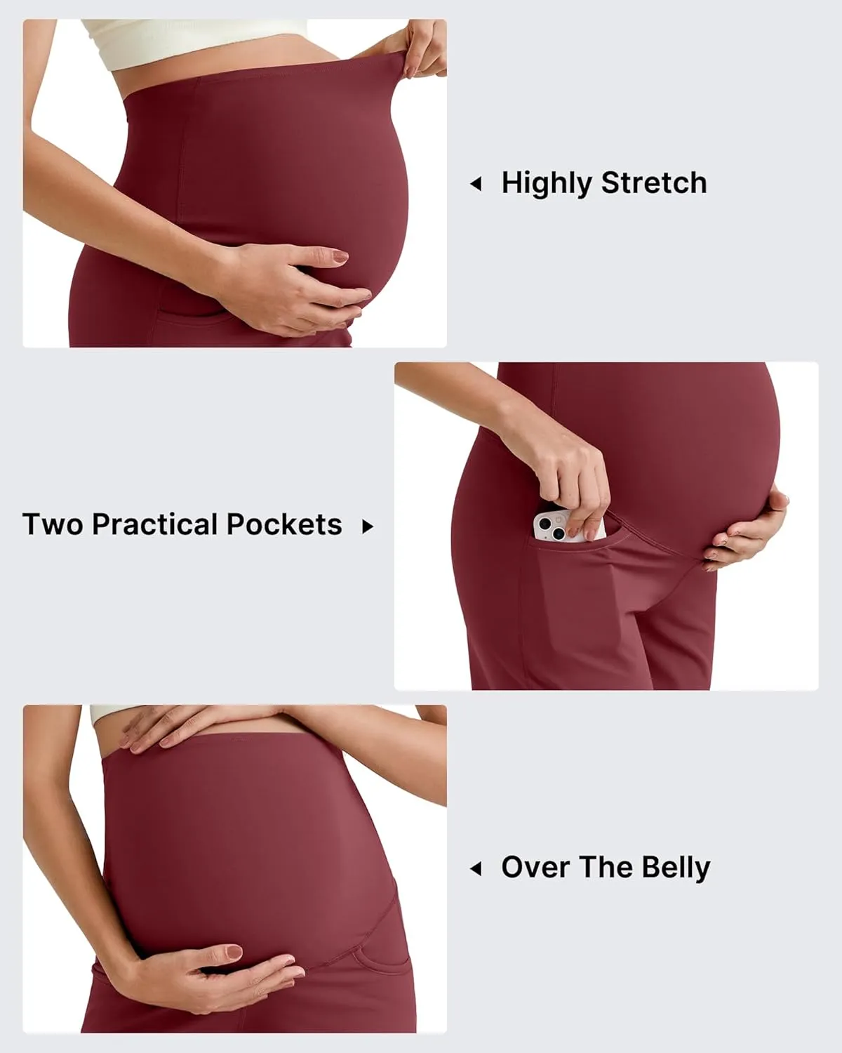 G4Free BareFeel Maternity Athletic Shorts with Pockets Over The Belly Workout Pants Comfy Summer Pregnancy Clothes