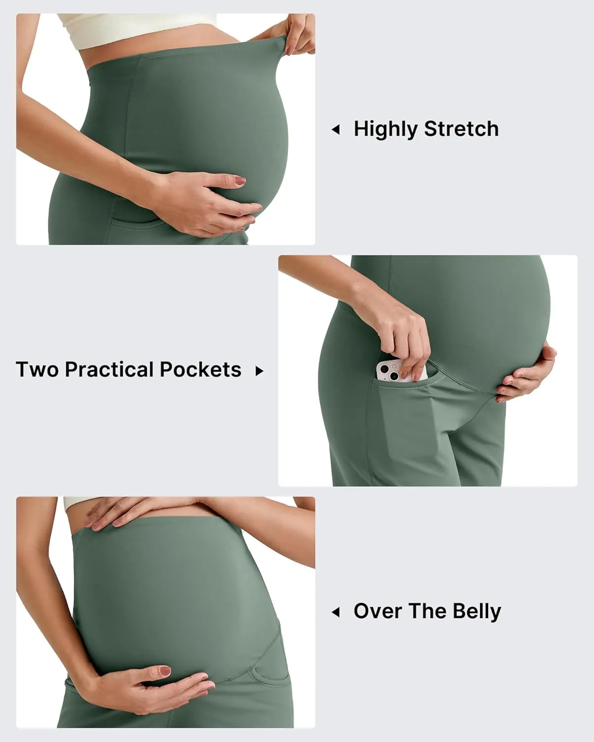 G4Free BareFeel Maternity Athletic Shorts with Pockets Over The Belly Workout Pants Comfy Summer Pregnancy Clothes