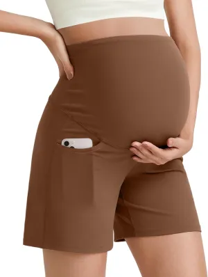 G4Free BareFeel Maternity Athletic Shorts with Pockets Over The Belly Workout Pants Comfy Summer Pregnancy Clothes